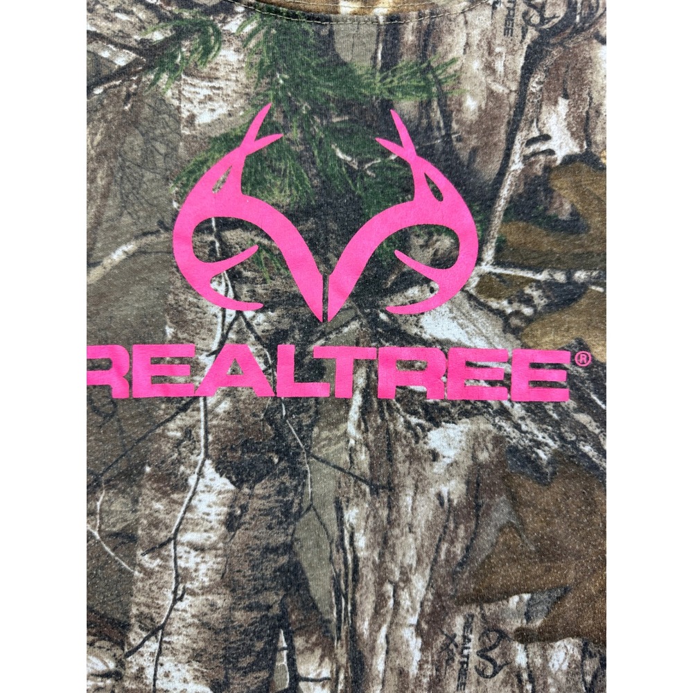 Realtree Camo T-Shirt Women Medium Pink Logo Short Sleeve Hunting Camouflage Tee